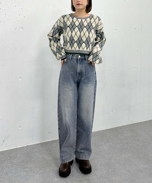 archives(アルシーヴ)の「アーガイルブークレJQニット(ニット/セーター・レディース・グレー/アイボリー/ネイビー・MEDIUM)」の16枚目の写真