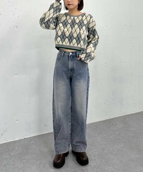 archives(アルシーヴ)の「アーガイルブークレJQニット(ニット/セーター・レディース・グレー/アイボリー/ネイビー・MEDIUM)」の17枚目の写真