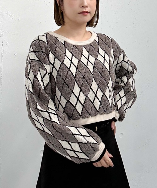 archives(アルシーヴ)の「アーガイルブークレJQニット(ニット/セーター・レディース・グレー/アイボリー/ネイビー・MEDIUM)」の20枚目の写真