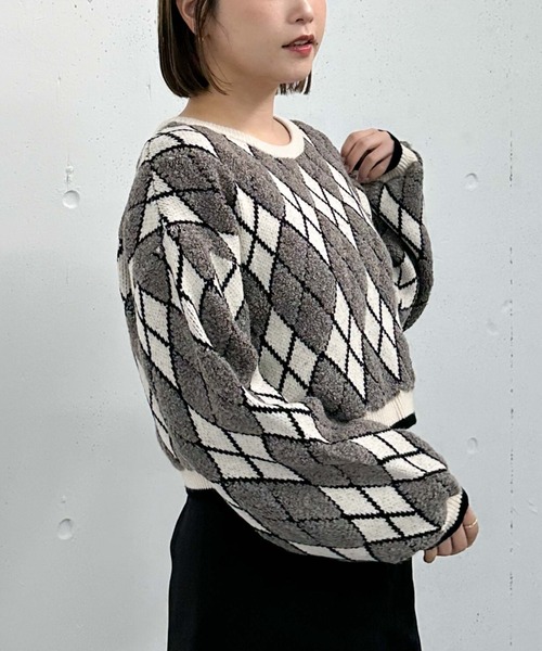 archives(アルシーヴ)の「アーガイルブークレJQニット(ニット/セーター・レディース・グレー/アイボリー/ネイビー・MEDIUM)」の22枚目の写真