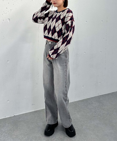 archives(アルシーヴ)の「アーガイルブークレJQニット(ニット/セーター・レディース・グレー/アイボリー/ネイビー・MEDIUM)」の10枚目の写真