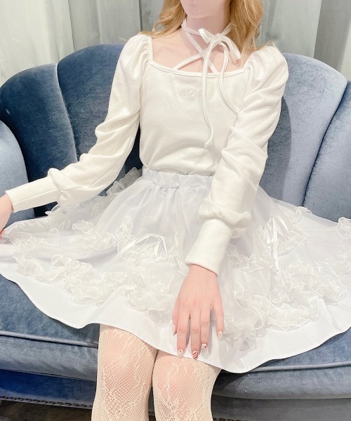 lilLilly（リルリリー）の「マルチニットパワショルトップス（ニット/セーター・レディース・ブラック/グレー/ピンク/ホワイト・FREE）」の6枚目の写真