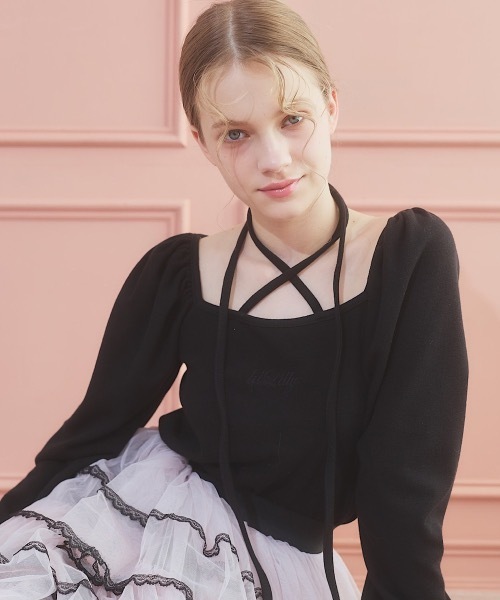 lilLilly（リルリリー）の「マルチニットパワショルトップス（ニット/セーター・レディース・ブラック/グレー/ピンク/ホワイト・FREE）」の7枚目の写真