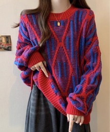 凹凸アート柄ニット
