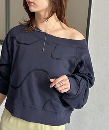 Thevon | ボートネックコード刺繍裏毛プルオーバー(Tシャツ/カットソー)