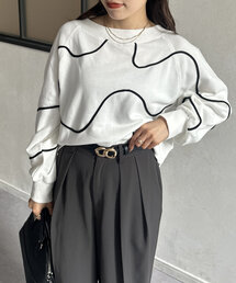 Thevon | ボートネックコード刺繍裏毛プルオーバー(Tシャツ/カットソー)