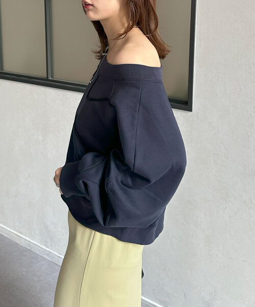 Thevon（ゼボン）の「ボートネックコード刺繍裏毛プルオーバー（Tシャツ/カットソー・レディース・グレー/オフホワイト/ネイビー・FREE）」の15枚目の写真