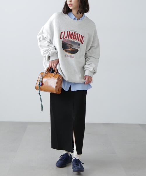 FREE'S MART（フリーズマート）の「ミラノリブフロントスリットナロースカート（スカート・レディース・ブラック/ブルー/グレー・FREE）」の4枚目の写真