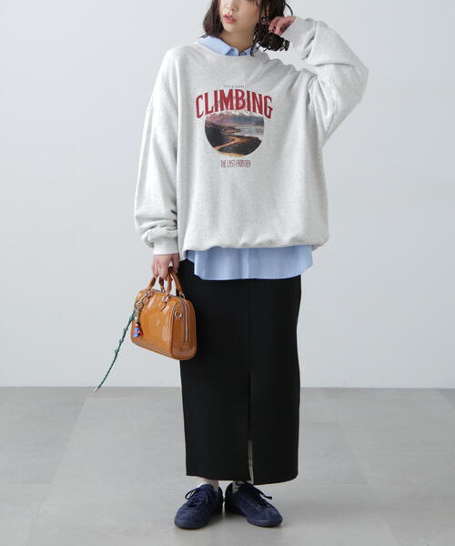 FREE'S MART（フリーズマート）の「ミラノリブフロントスリットナロースカート（スカート・レディース・ブラック/ブルー/グレー・FREE）」の5枚目の写真