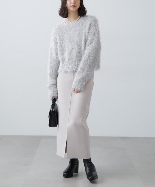 FREE'S MART（フリーズマート）の「ミラノリブフロントスリットナロースカート（スカート・レディース・ブラック/ブルー/グレー・FREE）」の15枚目の写真