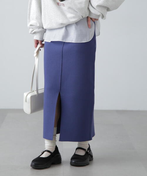 FREE'S MART（フリーズマート）の「ミラノリブフロントスリットナロースカート（スカート・レディース・ブラック/ブルー/グレー・FREE）」の22枚目の写真