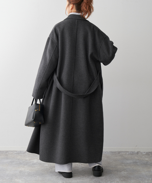 【スピックアンドスパン】✨美品✨ロングコート ジップアップ　ウール100% 黒 Spick & Span（スピックアンドスパン）の「中綿ボリューム