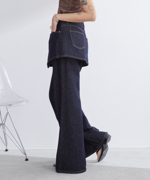 Aunt Marie's(アントマリーズ)の「レイヤードスカートフレアデニムパンツ【高身長さんにもおすすめ】(デニムパンツ・レディース・ネイビー・LARGE/MEDIUM/SMALL)」の14枚目の写真