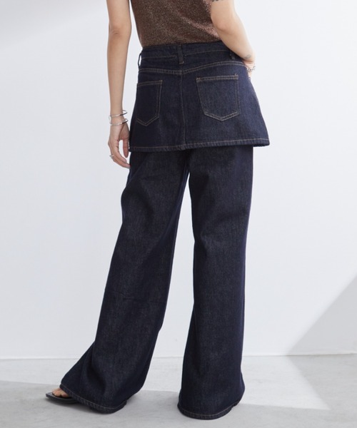 Aunt Marie's(アントマリーズ)の「レイヤードスカートフレアデニムパンツ【高身長さんにもおすすめ】(デニムパンツ・レディース・ネイビー・LARGE/MEDIUM/SMALL)」の9枚目の写真
