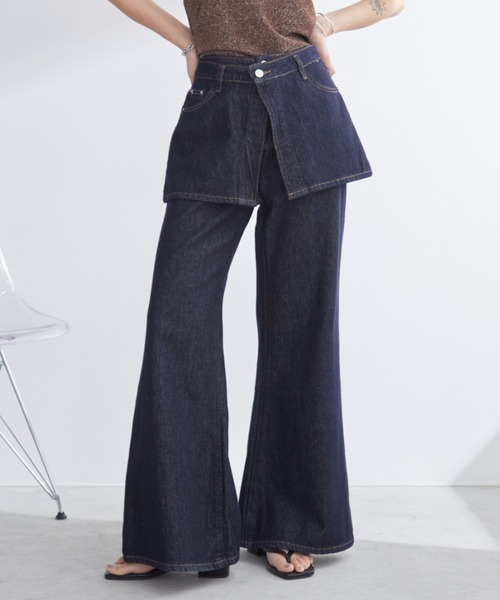 レイヤードパンツ Mサイズ Amazon | [フレイ アイディー] スカートレイヤードパンツ FWFP245055