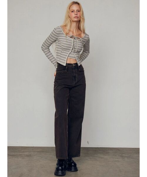 セール】カットオフジャストウエストジーンズ（デニムパンツ）｜EMODA