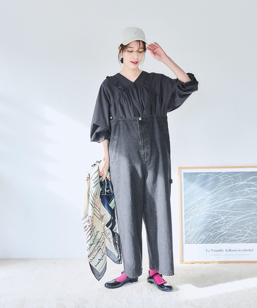 studio CLIP（スタディオクリップ）の「ストラップサロペット[プチ・プラスサイズあり]《CLIP denim》（サロペット/オーバーオール・レディース・ベージュ系その他/インディゴブルー/ブラック・FREE/ﾌﾘｰ(L)/PF）」の5枚目の写真