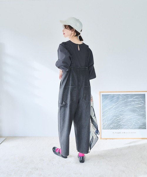 studio CLIP（スタディオクリップ）の「ストラップサロペット[プチ・プラスサイズあり]《CLIP denim》（サロペット/オーバーオール・レディース・ベージュ系その他/インディゴブルー/ブラック・FREE/ﾌﾘｰ(L)/PF）」の6枚目の写真