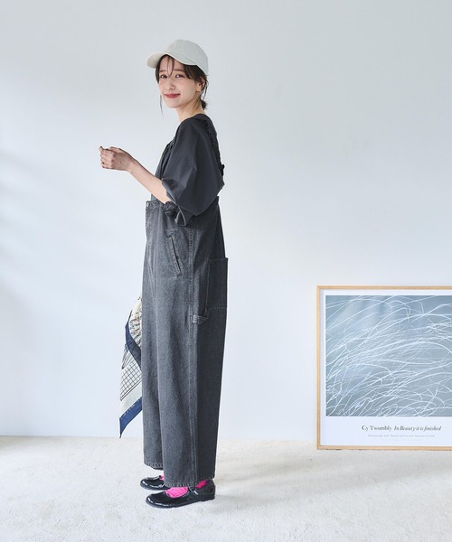 studio CLIP（スタディオクリップ）の「ストラップサロペット[プチ・プラスサイズあり]《CLIP denim》（サロペット/オーバーオール・レディース・ベージュ系その他/インディゴブルー/ブラック・FREE/ﾌﾘｰ(L)/PF）」の7枚目の写真