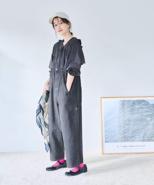 studio CLIP（スタディオクリップ）の「ストラップサロペット[プチ・プラスサイズあり]《CLIP denim》（サロペット/オーバーオール・レディース・ベージュ系その他/インディゴブルー/ブラック・FREE/ﾌﾘｰ(L)/PF）」の8枚目の写真