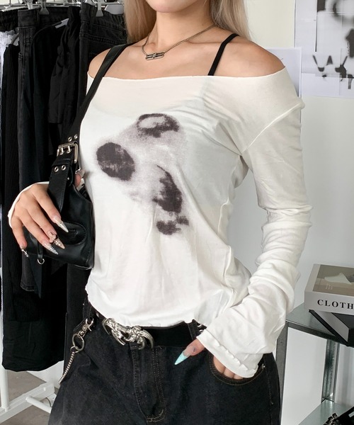 lilful（リルフル）の「Y2KニュアンスぼかしプリントシアーロンT（Tシャツ/カットソー・レディース・ホワイト・L/M）」の17枚目の写真