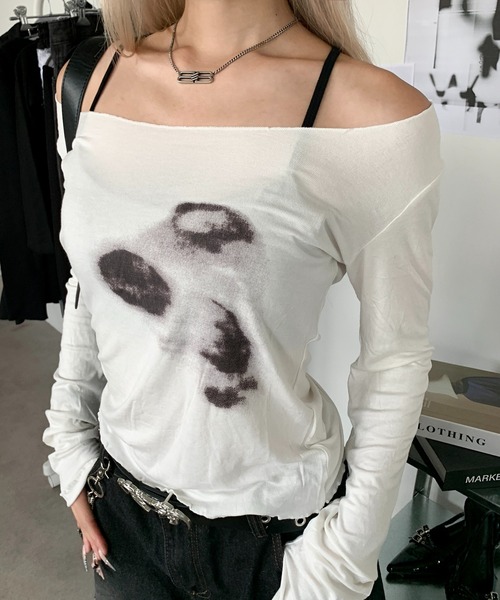 lilful（リルフル）の「Y2KニュアンスぼかしプリントシアーロンT（Tシャツ/カットソー・レディース・ホワイト・L/M）」の13枚目の写真