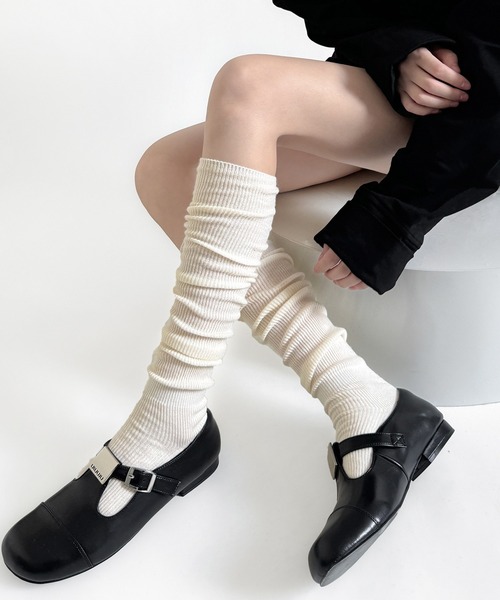 HALEY PESCA（ヘーリーペスカ）の「HALEY PESCA/ベーシックリブハイソックス（ソックス/靴下・レディース・ブラック/グレー/レッド/ホワイト/ブラウン・FREE）」の2枚目の写真