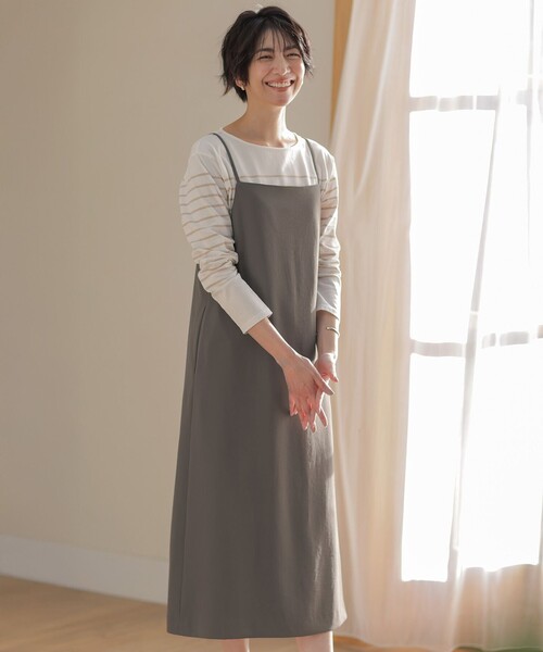 セール】【洗える】バックサテンジョーゼット キャミワンピース