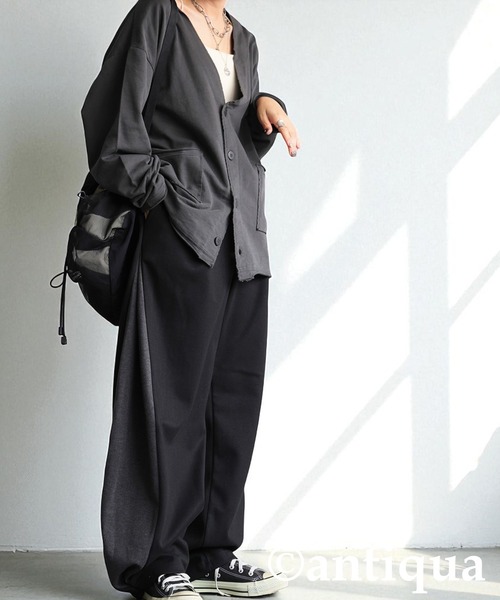 antiqua(アンティカ)の「タックワイドパンツ(その他パンツ・レディース・ブラウン系その他/ブラック系その他・LARGE/MEDIUM)」の1枚目の写真