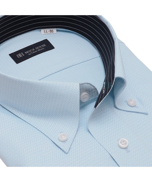 TOKYO SHIRTS（トウキョウシャツ）の「透け防止 形態安定ノーアイロン ボタンダウン 長袖ビジネスワイシャツ（ビジネスシャツ・メンズ・サックスブルー・首回り37cm-裄丈80cm/首回り39cm-裄丈80cm/首回り39cm-裄丈84cm/首回り41cm-裄丈82cm/首回り41cm-裄丈86cm/首回り43cm-裄丈86cm/首回り42cm-裄丈86cm/首回り37cm-裄丈84cm/首回り43cm-裄丈82cm/首回り42cm-裄丈82cm）」の2枚目の写真