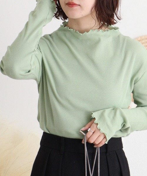 mitis（ミティス）の「mitis コットンフライスボトルネックロンT（Tシャツ/カットソー・レディース・ブラック/ライトグレー/グレイッシュベージュ/アイボリー/グリーン・M）」の17枚目の写真