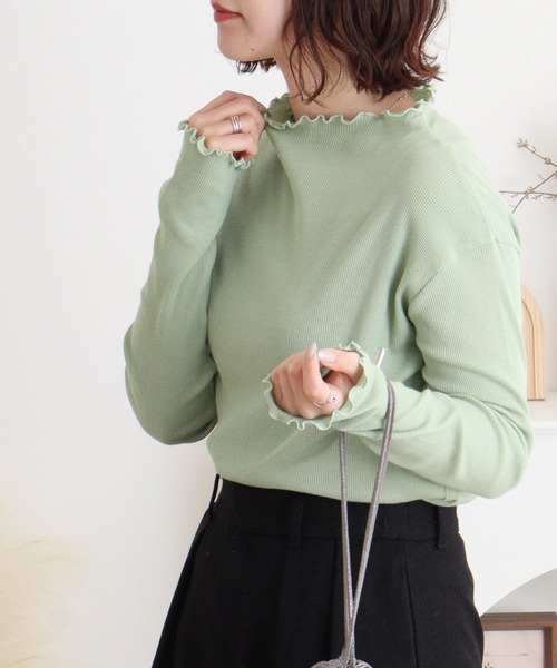 mitis（ミティス）の「mitis コットンフライスボトルネックロンT（Tシャツ/カットソー・レディース・ブラック/ライトグレー/グレイッシュベージュ/アイボリー/グリーン・M）」の19枚目の写真