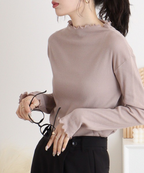 mitis（ミティス）の「mitis コットンフライスボトルネックロンT（Tシャツ/カットソー・レディース・ブラック/ライトグレー/グレイッシュベージュ/アイボリー/グリーン・M）」の16枚目の写真