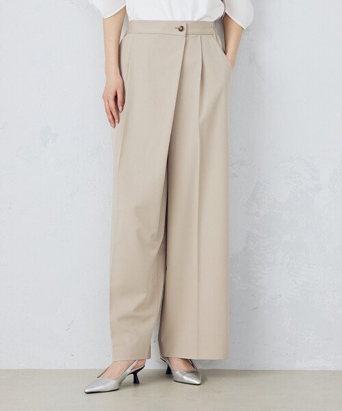 COMME CA ISM（コムサイズム）の「ポリエステルレーヨンストレッチラップ風ワイドパンツ（その他パンツ・レディース・ベージュ/ブラック・MEDIUM/LARGE）」の8枚目の写真