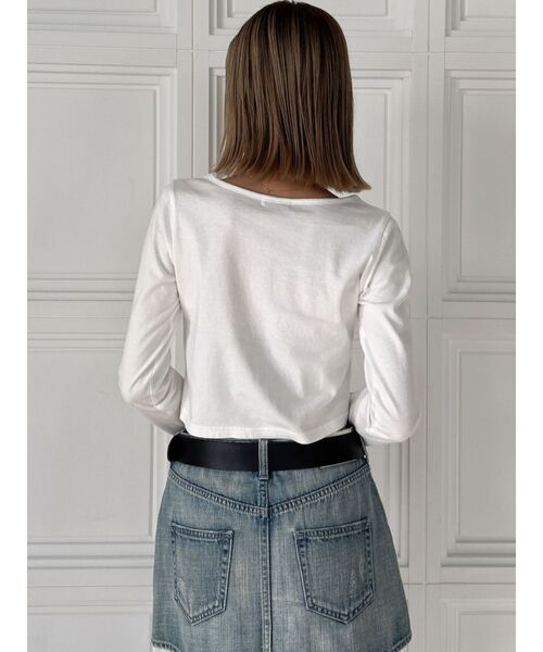 GYDA（ジェイダ）の「BACK BONES STONEタイトショートロンT（Tシャツ/カットソー・レディース・ピンク/オフホワイト/ブラック・FREE）」の22枚目の写真