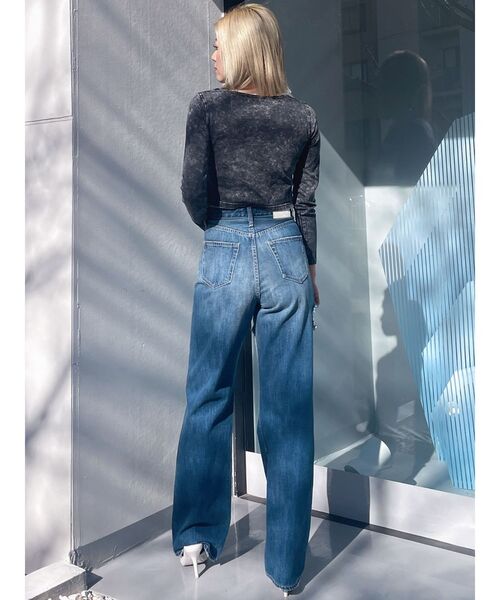 GYDA（ジェイダ）の「BACK BONES STONEタイトショートロンT（Tシャツ/カットソー・レディース・ピンク/オフホワイト/ブラック・FREE）」の4枚目の写真