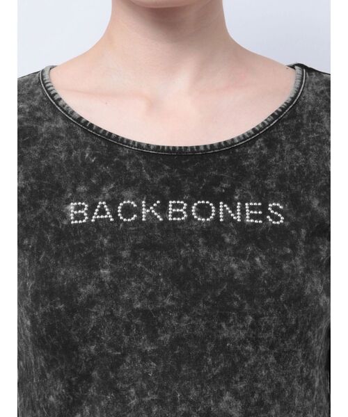 GYDA（ジェイダ）の「BACK BONES STONEタイトショートロンT（Tシャツ/カットソー・レディース・ピンク/オフホワイト/ブラック・FREE）」の12枚目の写真