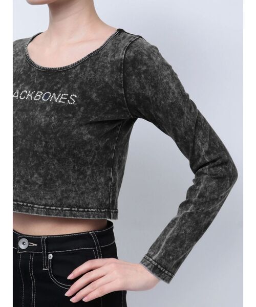 GYDA（ジェイダ）の「BACK BONES STONEタイトショートロンT（Tシャツ/カットソー・レディース・ピンク/オフホワイト/ブラック・FREE）」の13枚目の写真