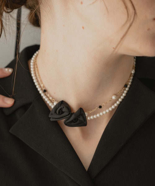 Dorry Doll（ドリードール）の「ロージーネックレス（ネックレス・レディース・ピンク/ブラック・FREE）」の2枚目の写真