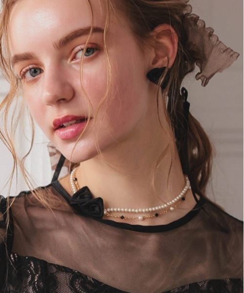 Dorry Doll（ドリードール）の「ロージーネックレス（ネックレス・レディース・ピンク/ブラック・FREE）」の4枚目の写真