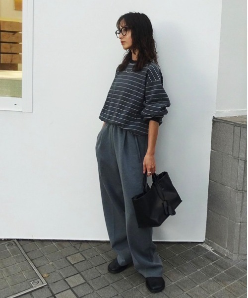 todayful Border Long T-shirts グレー TODAYFUL Border Long T-shirts ボーダーロングTシャツ