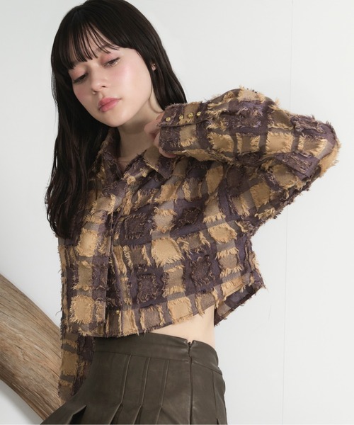loin nuit（ロワンニュイ）の「plaid pattern tie shirt / プラッドパターンネクタイシャツ（シャツ/ブラウス・レディース・ブラウン/ブラック・FREE）」の8枚目の写真