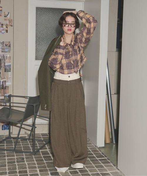 loin nuit（ロワンニュイ）の「plaid pattern tie shirt / プラッドパターンネクタイシャツ（シャツ/ブラウス・レディース・ブラウン/ブラック・FREE）」の21枚目の写真