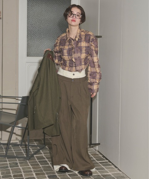 ブラウス シャツ plaid pattern tie shirt / プラッドパターンネクタイシャツ レディース plaid pattern tie shirt / プラッドパターンネクタイシャツ