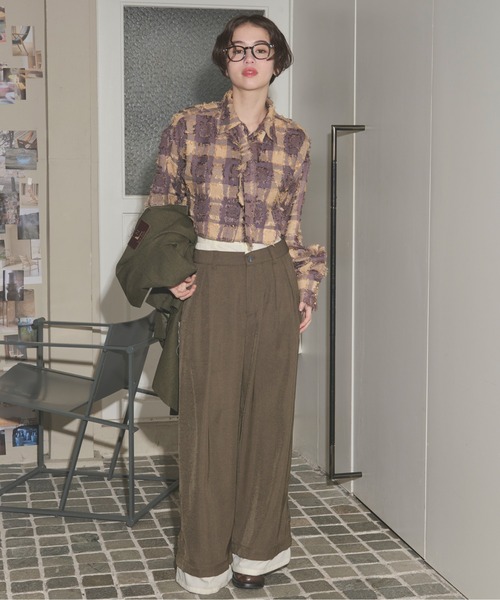 loin nuit（ロワンニュイ）の「plaid pattern tie shirt / プラッドパターンネクタイシャツ（シャツ/ブラウス・レディース・ブラウン/ブラック・FREE）」の19枚目の写真