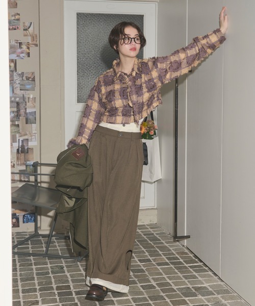 loin nuit（ロワンニュイ）の「plaid pattern tie shirt / プラッドパターンネクタイシャツ（シャツ/ブラウス・レディース・ブラウン/ブラック・FREE）」の15枚目の写真