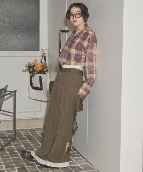 loin nuit（ロワンニュイ）の「plaid pattern tie shirt / プラッドパターンネクタイシャツ（シャツ/ブラウス・レディース・ブラウン/ブラック・FREE）」の22枚目の写真