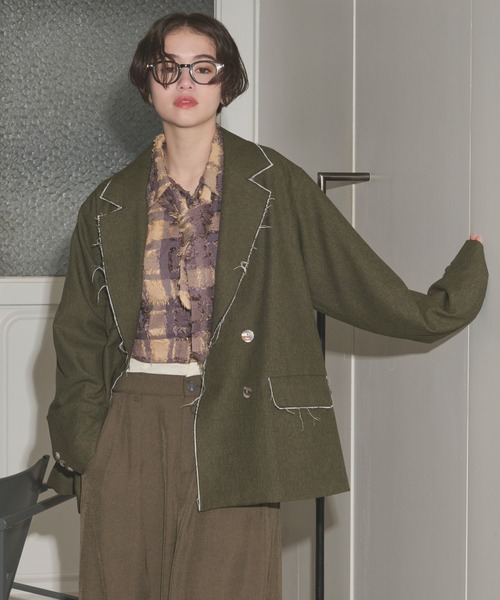 loin nuit（ロワンニュイ）の「plaid pattern tie shirt / プラッドパターンネクタイシャツ（シャツ/ブラウス・レディース・ブラウン/ブラック・FREE）」の7枚目の写真