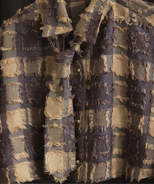 ブラウス シャツ plaid pattern tie shirt / プラッドパターンネクタイシャツ レディース plaid pattern tie shirt / プラッドパターンネクタイシャツ