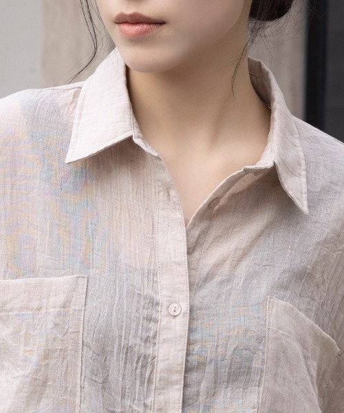 Doux Belle(ドゥーベル)の「オーバーシアーシャツ(シャツ/ブラウス・レディース・ベージュ/アイボリー/ブラック・MEDIUM)」の21枚目の写真